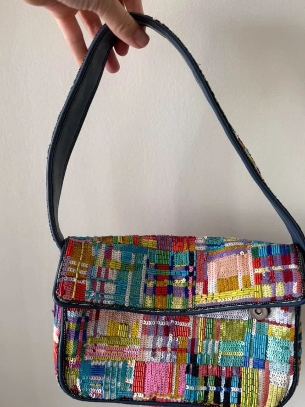 STAUD Multicolor Sequin Patchwork Shoulder Bag - Unbranded